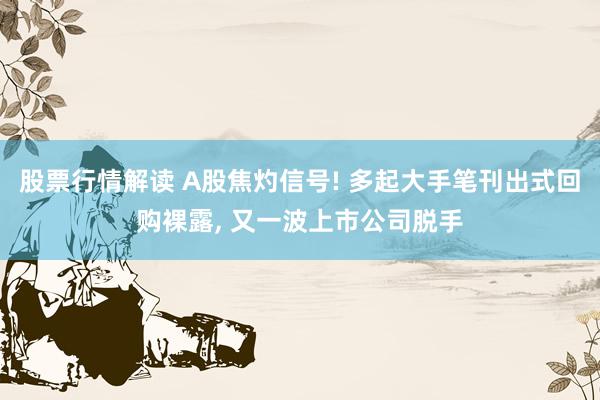 股票行情解读 A股焦灼信号! 多起大手笔刊出式回购裸露, 又