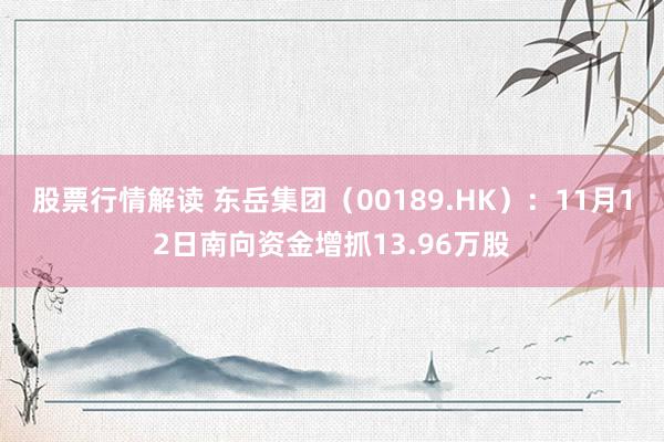 股票行情解读 东岳集团（00189.HK）：11月12日南向资金增抓13.96万股