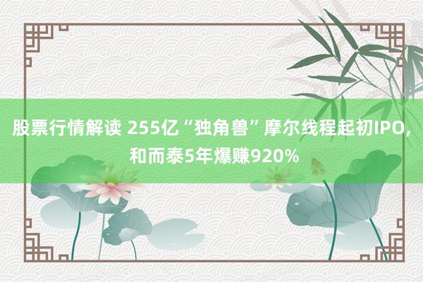 股票行情解读 255亿“独角兽”摩尔线程起初IPO, 和而泰5年爆赚920%