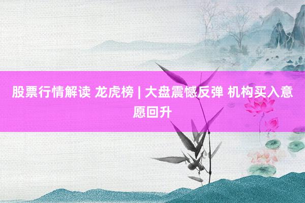 股票行情解读 龙虎榜 | 大盘震憾反弹 机构买入意愿回升