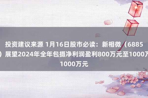 投资建议来源 1月16日股市必读：新相微（688593）展望2024年全年包摄净利润盈利800万元至1000万元