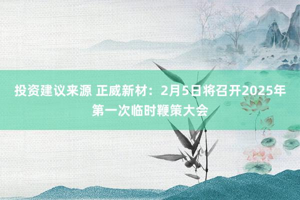 投资建议来源 正威新材：2月5日将召开2025年第一次临时鞭策大会