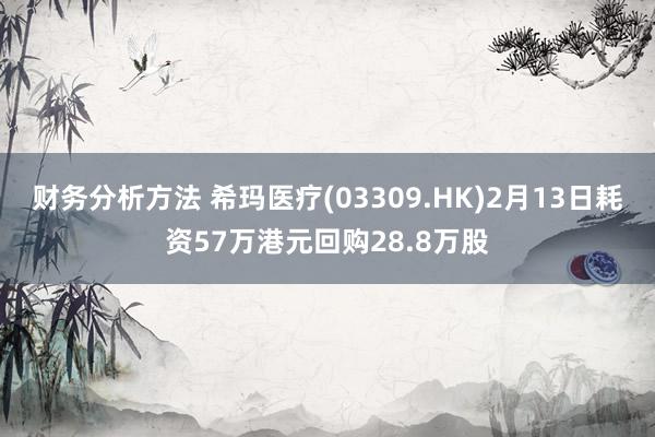 财务分析方法 希玛医疗(03309.HK)2月13日耗资57万港元回购28.8万股