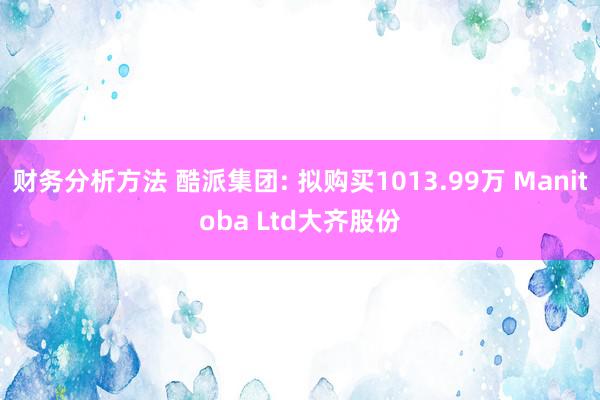 财务分析方法 酷派集团: 拟购买1013.99万 Manitoba Ltd大齐股份